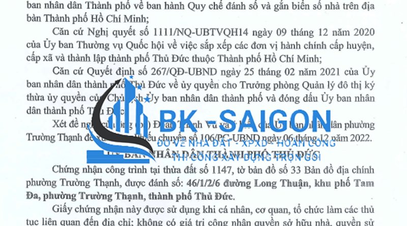 xin cấp số nhà Tp. HCM